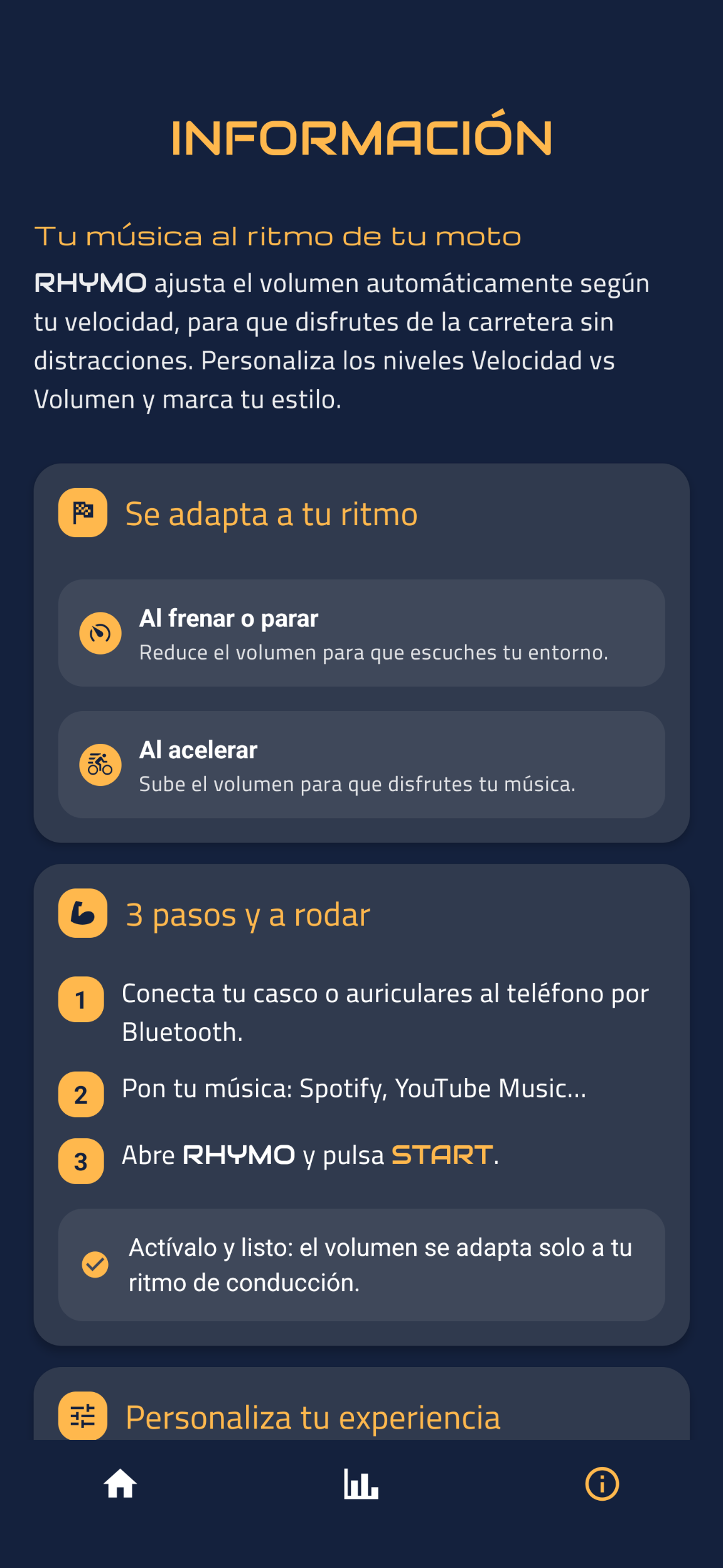 Pantalla de informaci&oacute;n y ayuda de RHYMO